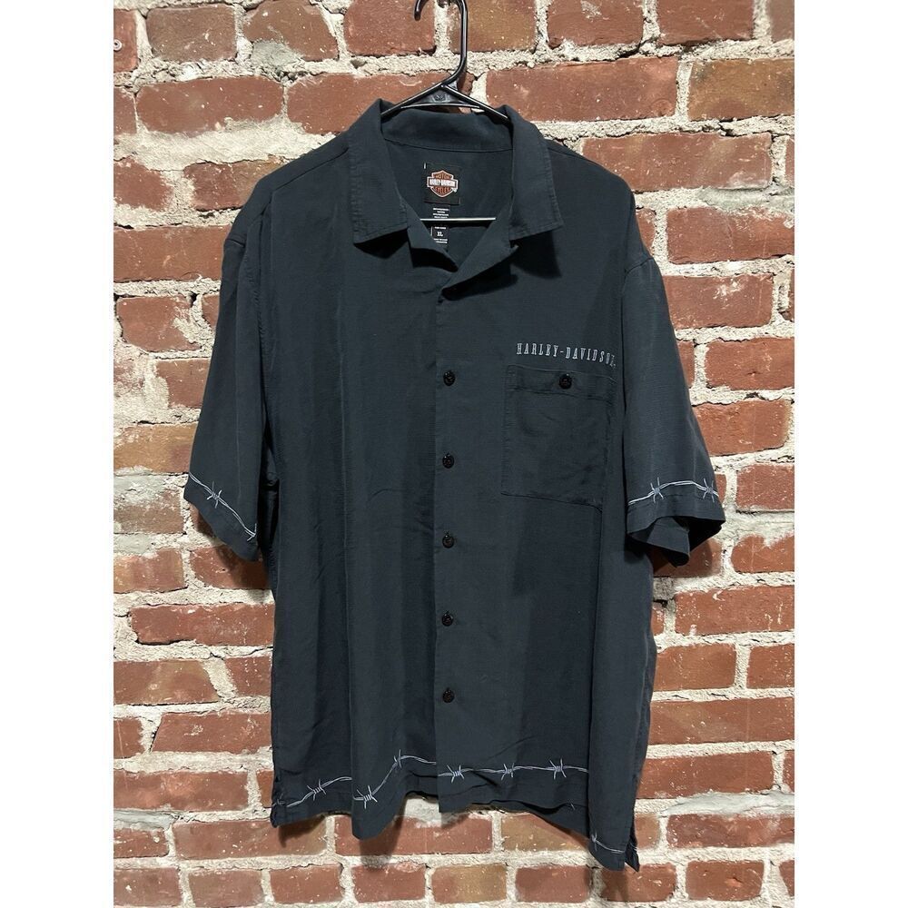 Harley Davidson Barb Wire Sleeve Button Down Shirt Men’s XL